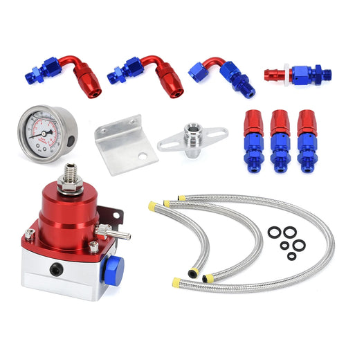 LIZHI - Universal Adjustable Fuel Pressure Regulator With Gauge+AN6