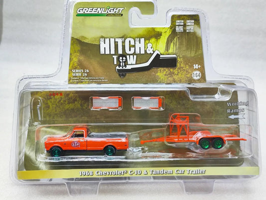 1: 64 1968 Chevrolet C-10 STP with bed cover&STP series car trailer