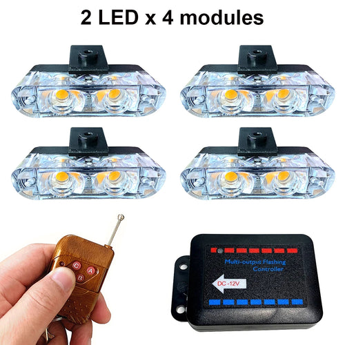 2LED Wireless Remote Car Strobe Light Police Emergency Warning Lamp