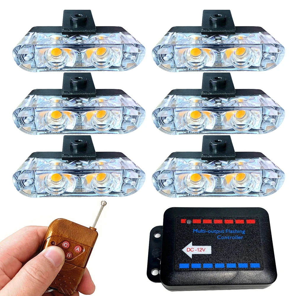 2LED Wireless Remote Car Strobe Light Police Emergency Warning Lamp