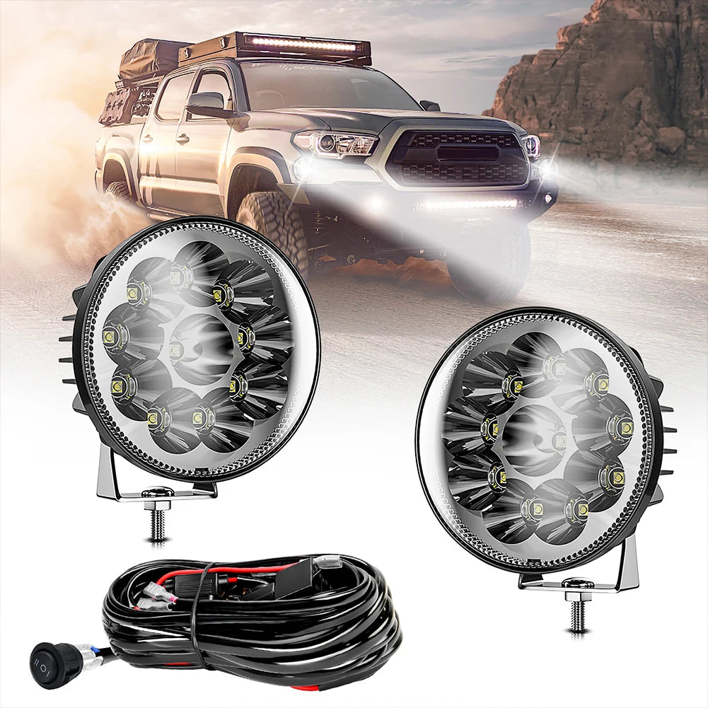 2PCS E20 Led Off Road Driving Lights 200W 20000LM 300％ Brighter 6000K