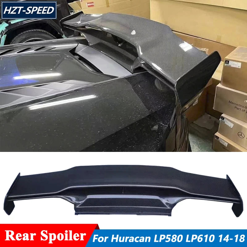 V Style Double Layers Carbon Fiber Material Trunk Spoiler Rear Wing