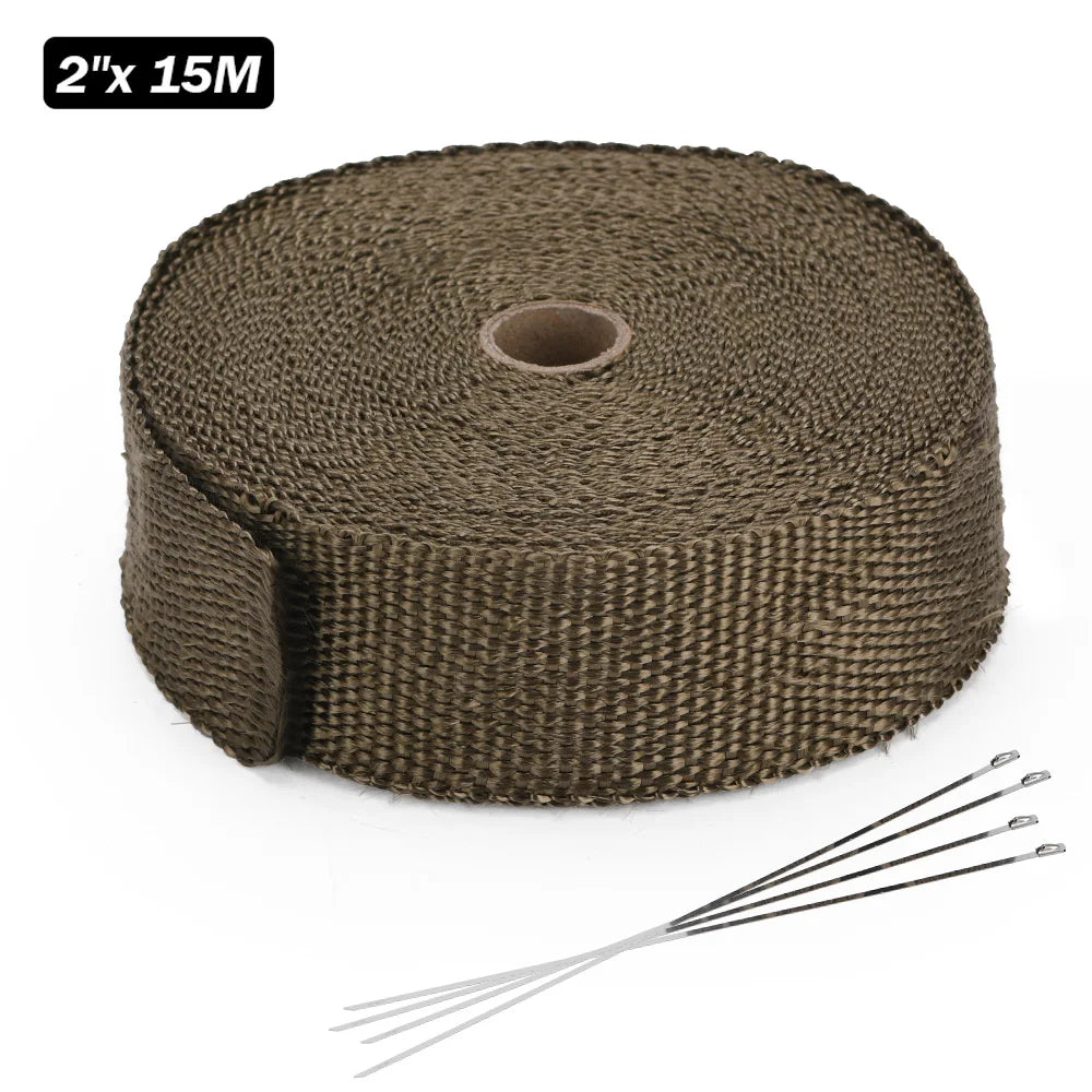 VR -2"X15meter TITANIUM TURBO MANIFOLD HEAT EXHAUST THERMAL WRAP TAPE