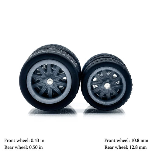 1/64 Model Car Wheels with Rubber Detachable Tires Ten Spokes