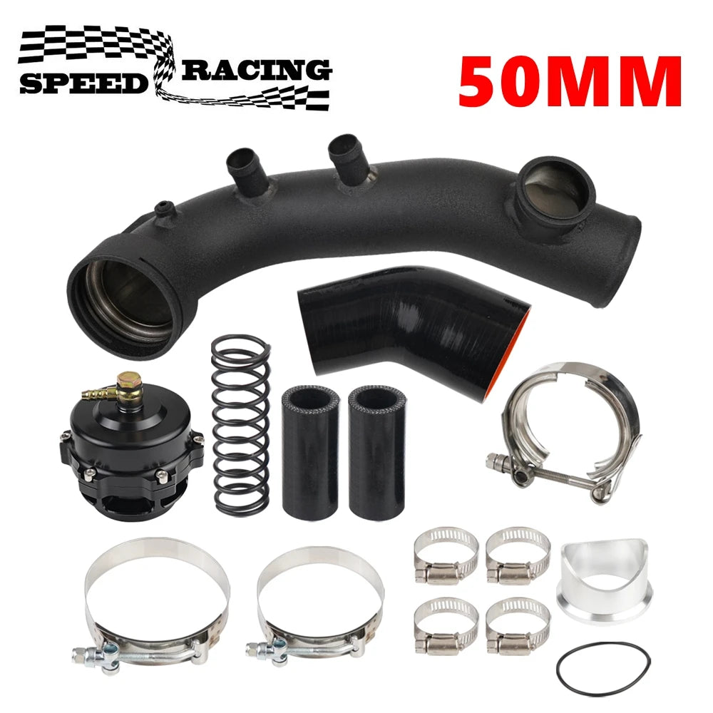 50MM Intake Turbo Charge Pipe Kit with Pressure Relief Valve For BMW