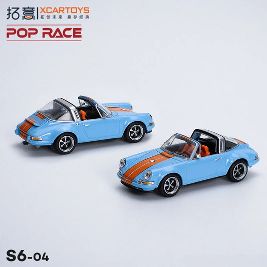 XCarToys x Pop Race 1:64 SINGER 964  Blueorange Diecast Model Car