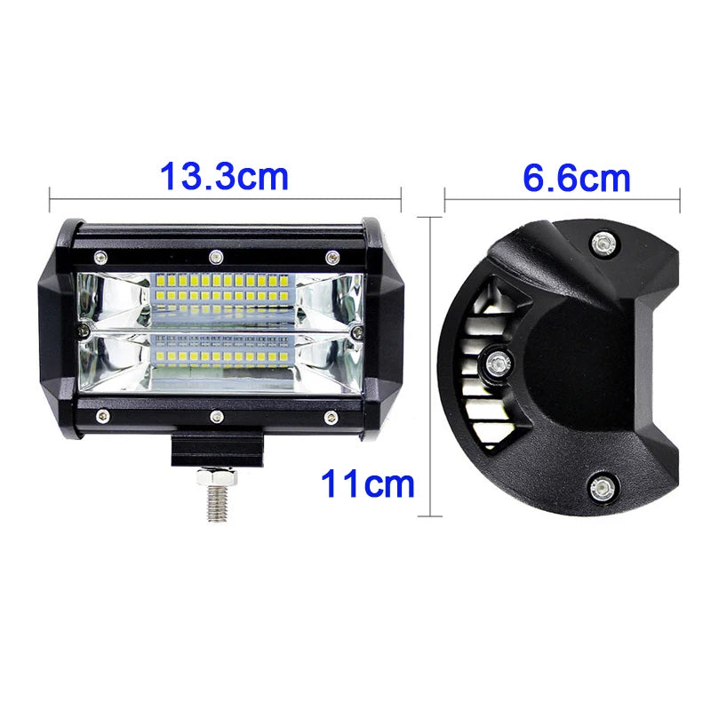 1 piece ECAHAYAKU Dual Row 5 Inch Led Light Bar 72W 6000K IP68 LED Bar