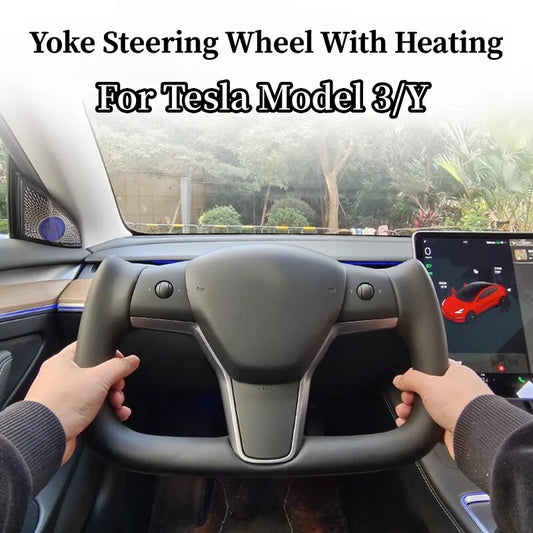 Yoke Steering Wheel For Tesla Model 3 Model Y Car Interior Leather