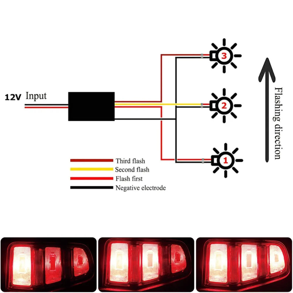 3-Step Sequential Dynamic Chase Flash Module Boxes Mustang Front Rear