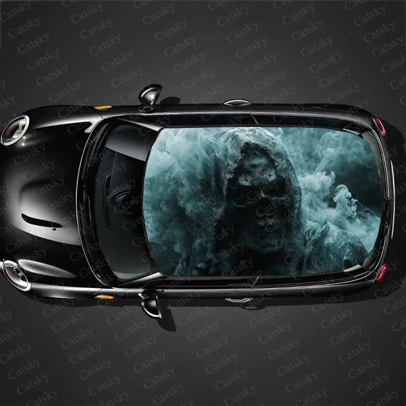 Scary Monster Design Car Roof Sticker Wrap Racing SUV Accessories