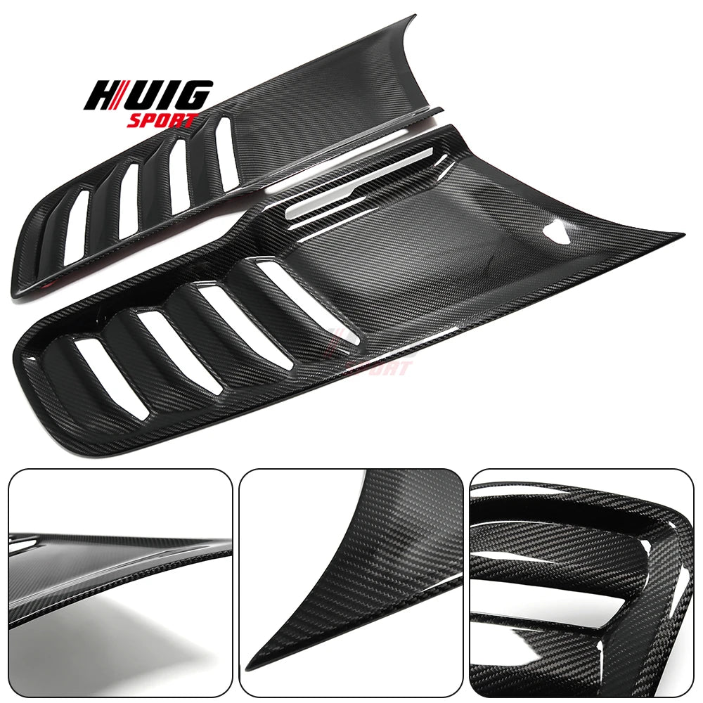 5Pcs Carbon Fiber Exterior Front Enging Hood Strip Side Fender Air