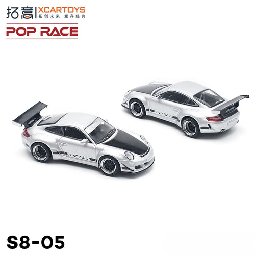 **Pre-order **Xcartoys x POP RACE 1:64 RWB 997 Silver Model Car