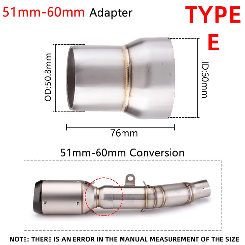 Universal Motorcycle Exhaust Adapter Escape 51mm 60mm to 51mm Pipe