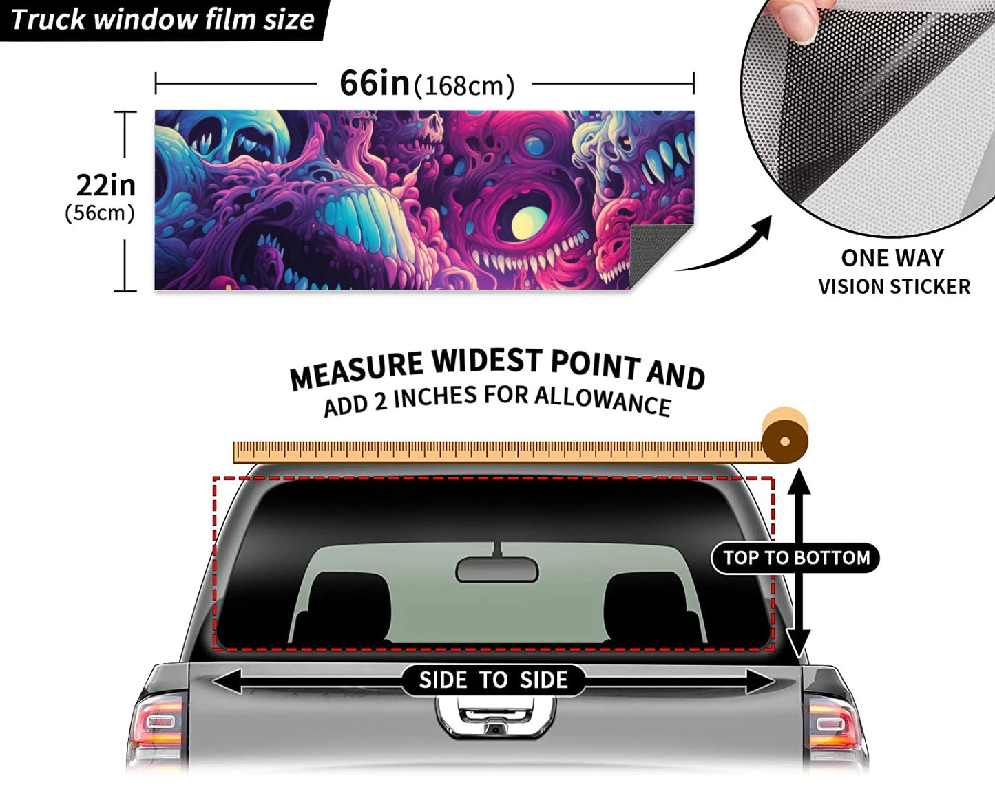 Abstract Psychedelic Monster Car Rear Window Decal Fit