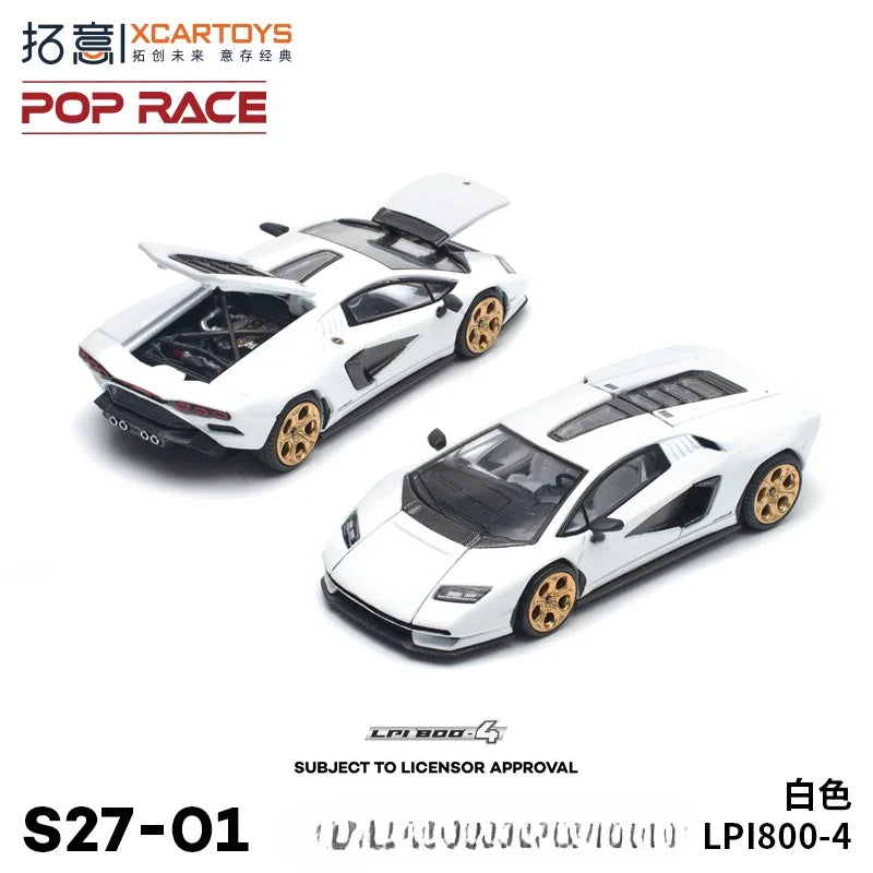 **Pre-order **Xcartoys x POP RACE 1:64 LPI800-4 White Model Car