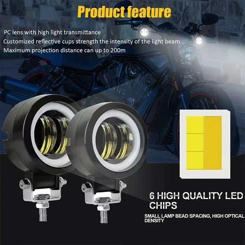 3 Inch 7D Lens LED Motorcycle Headlight Waterproof Angel Eye Work