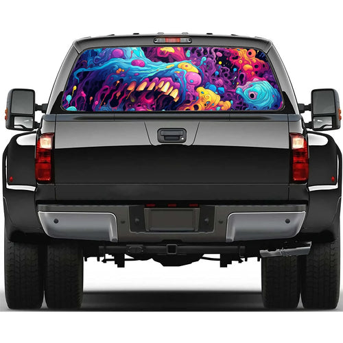 Abstract Psychedelic Monster Car Rear Window Decal Fit