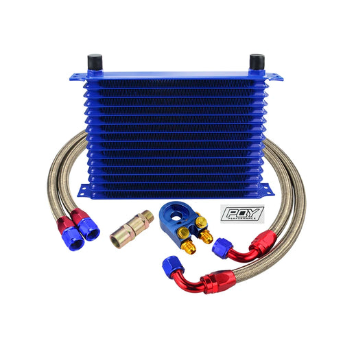 LIZHI - UNIVERSAL 15 ROWS OIL COOLER KIT + OIL FILTER SANDWICH ADAPTER