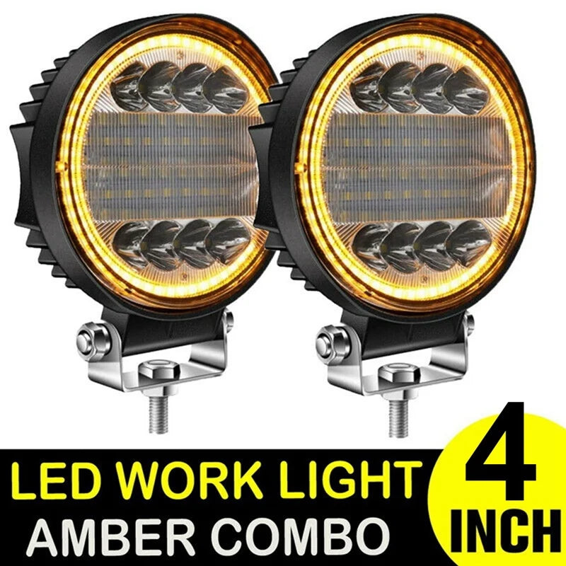 2X 5 Inch 200W LED Work Light Combo Spot Flood Off Road Driving Amber