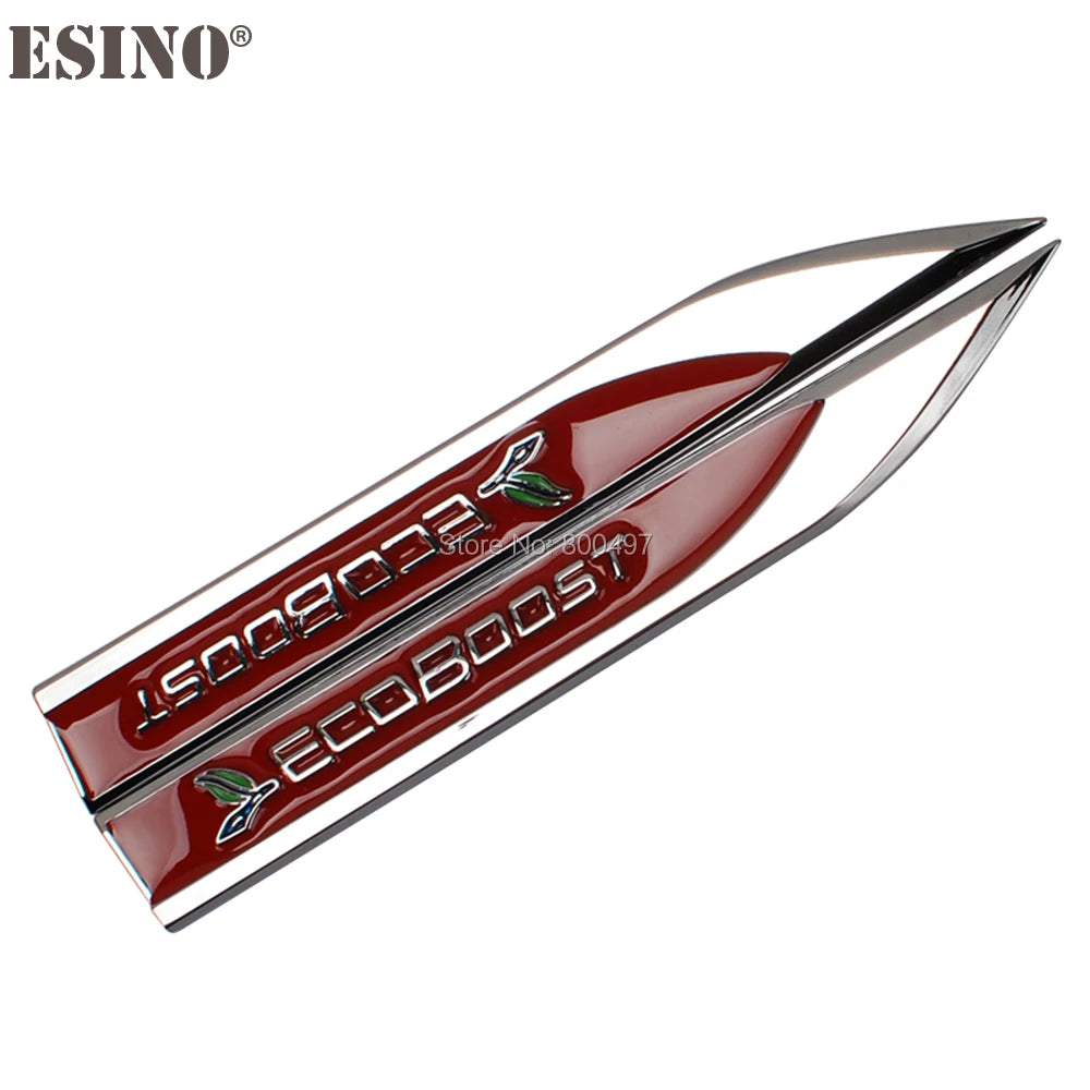 2 x Car Styling 3D Ecoboost Body Fender Side Metal Chrome Zinc Alloy