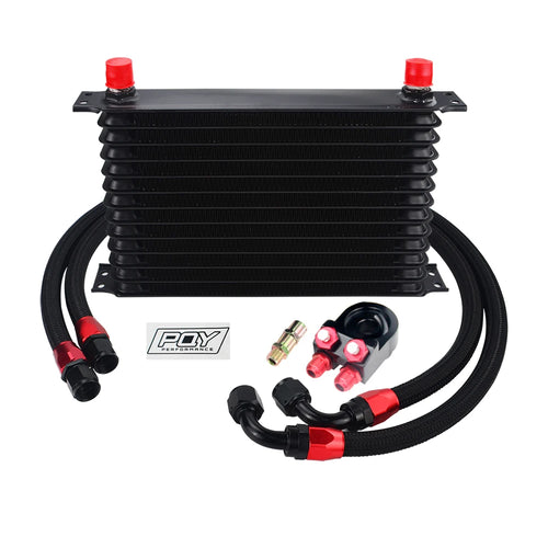 LIZHI- UNIVERSAL 13ROWS OIL COOLER KIT + OIL FILTER SANDWICH ADAPTER+