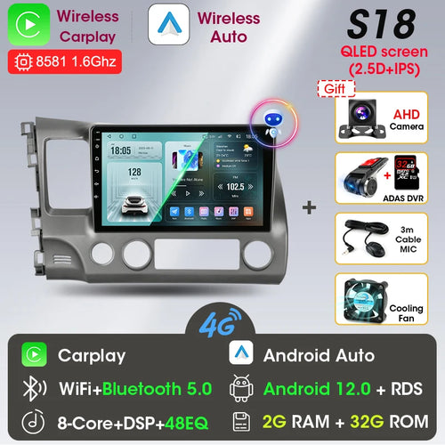 Srnubi 10" Android 12 Carplay Car Stereo Radio for Honda Civic 8 2005