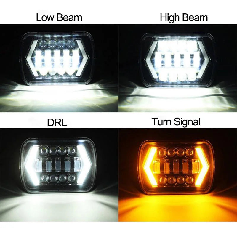 2Pcs 7x5 7x6 Inch Led Headlight High/Low Beam Turn Signal Light DRL