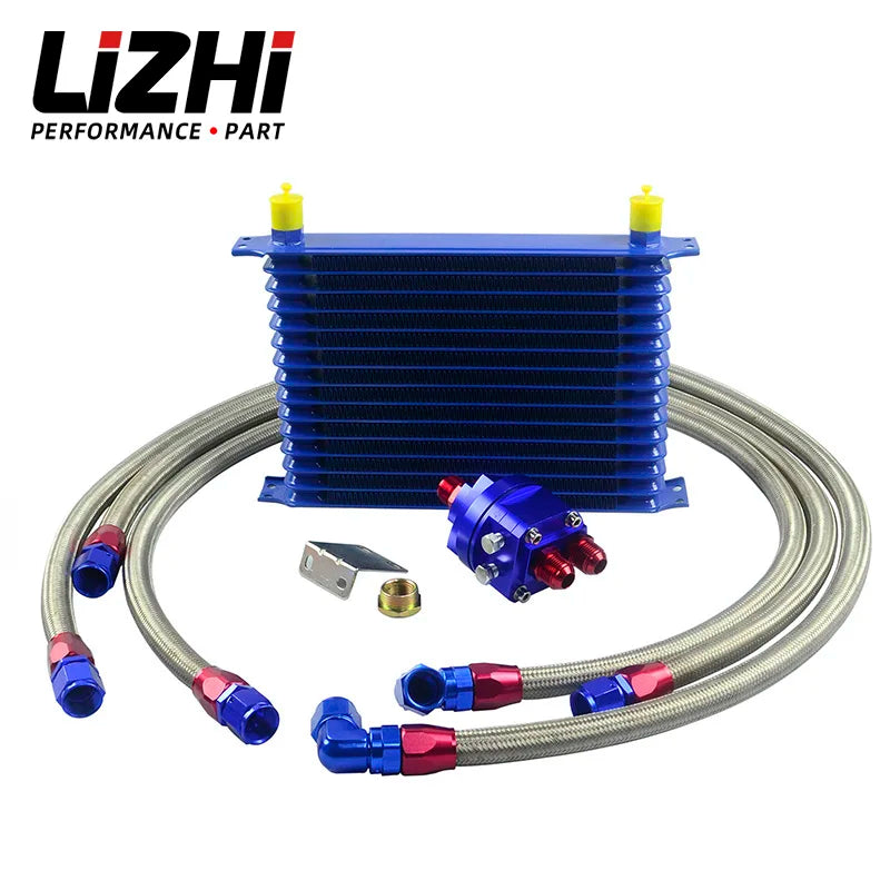 LIZHI RACING - Universal Oil Cooler Kit 15 Row 10AN Aluminium Engine