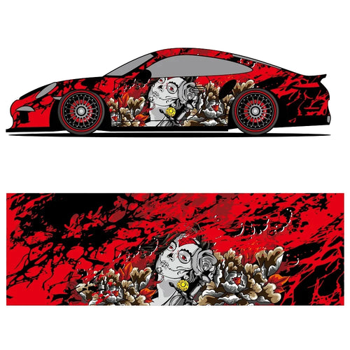 Sugar Skull Art Racing Car Graphic Decal Full Body Racing Vinyl Wrap