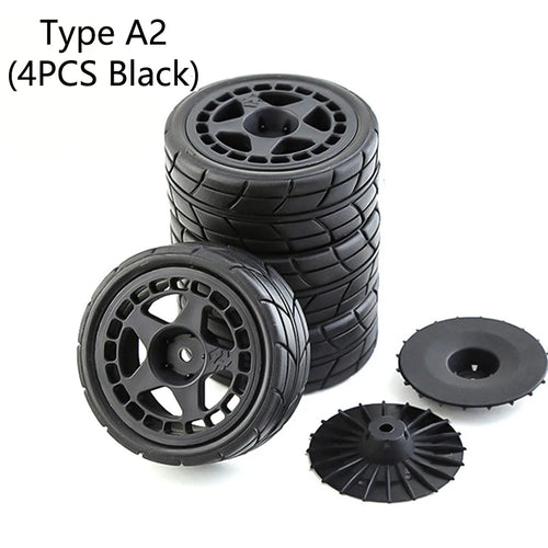 4Type RC Rally Car Plastic Wheel Rim Rubber Tires for 1/10 Model Car