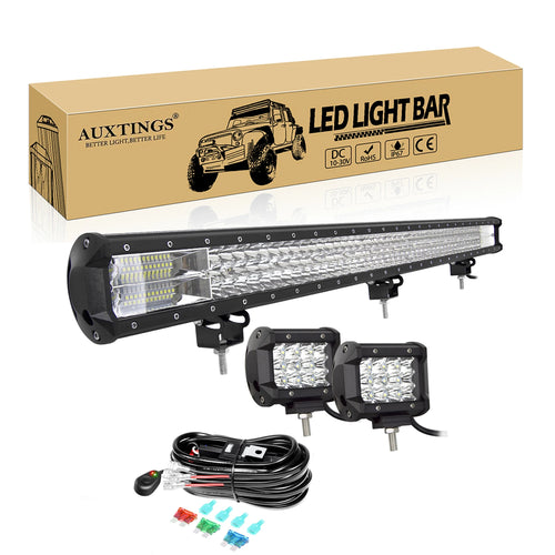 17- 44in 252W-612W Off Road LED Light Bar with 2Pcs 36W Work Light