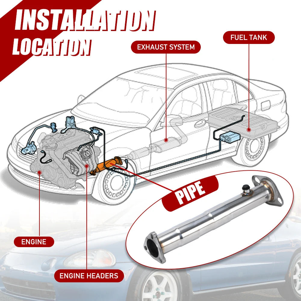 2.5" Stainless Steel Adjustable Car Exhaust Pipe Converter Kit For