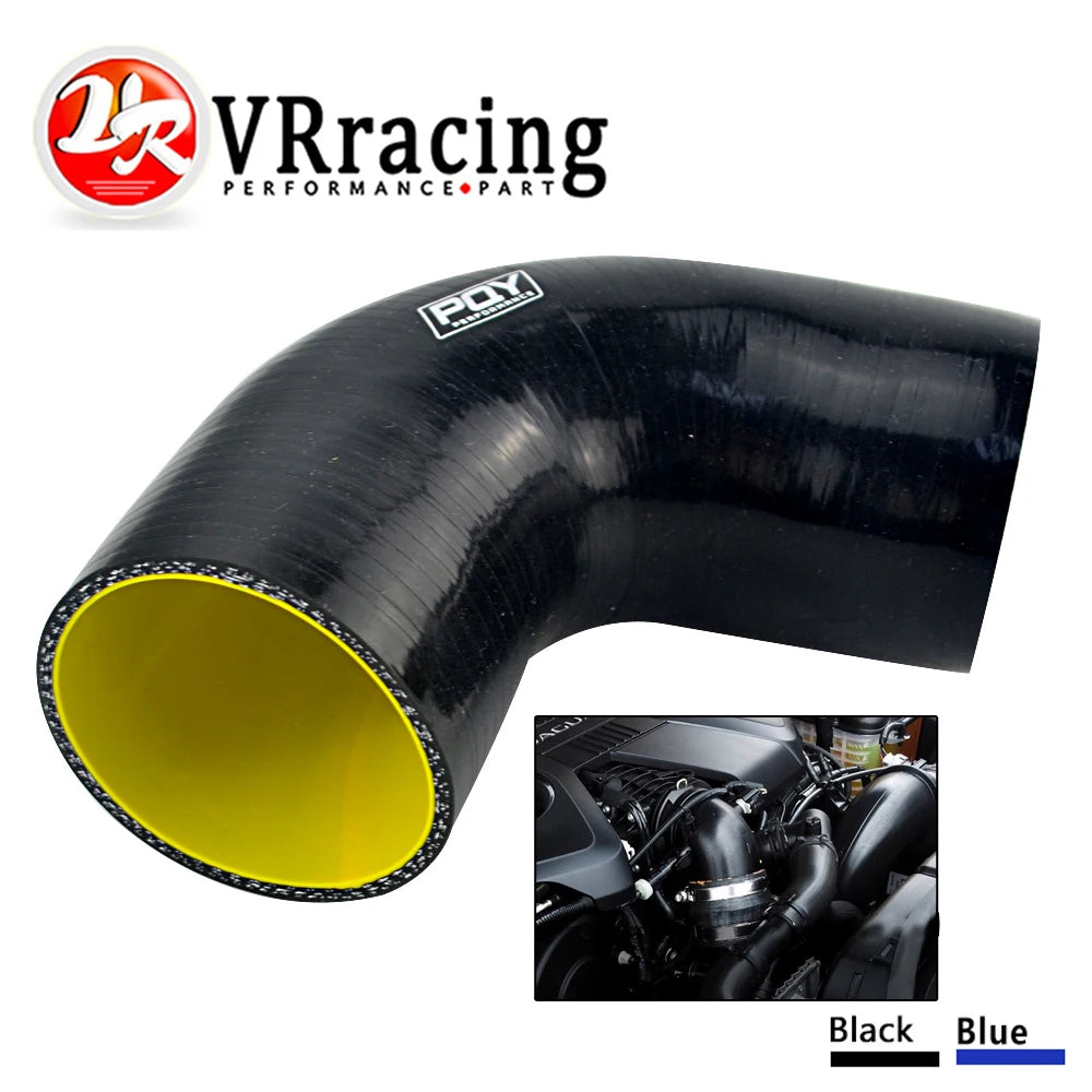 VR - 2.5" 63mm 90 Degree Elbow Silicone Hose Pipe Turbo Intake Black