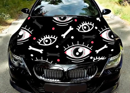 Scary Monster Eyes Car Hood Decal Stickers Wrap Vinyl Film Engine