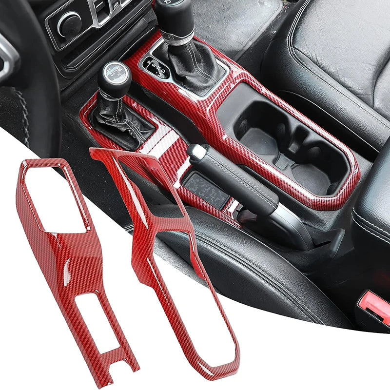 red Carbon Fiber Left+Right Gear Shift Panel Cover for 2018 2019 2020