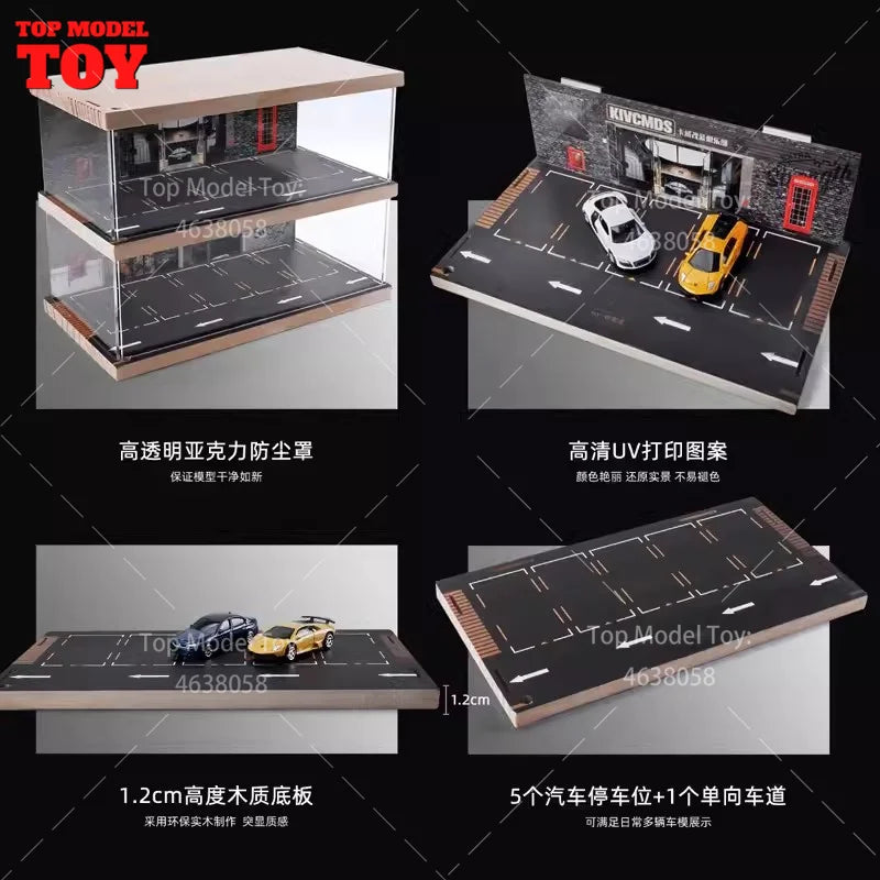 1/64 Scale Single Story Parking Lot Model Simulated Car Garage Scene