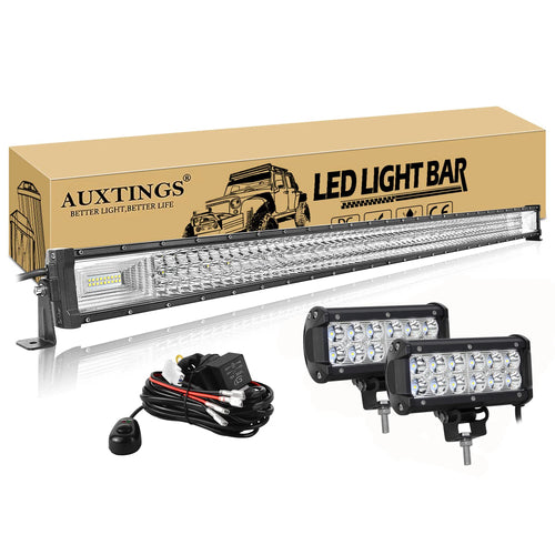 7D 22- 52in 270W-675W Off Road LED Light Bar with 3D 2x36W Work Light