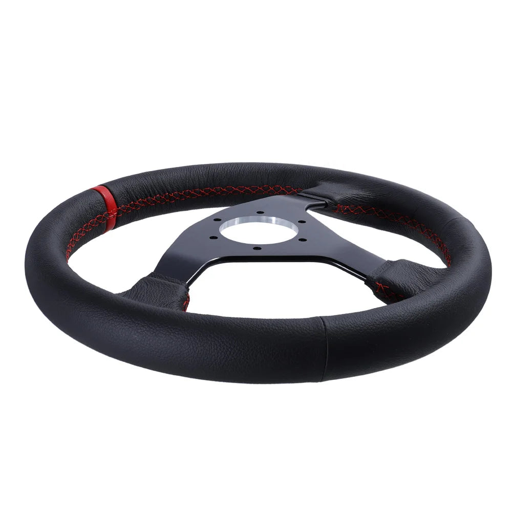 320mm Flat Steering Wheel Leather Racing Drift Pc Sim Game Steering