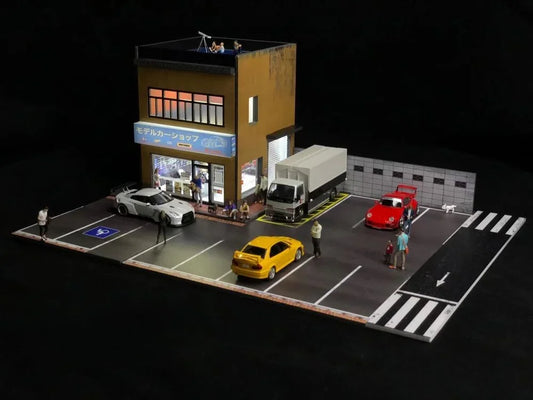 1:64 Scale Diorama Car Garage Model With LED Lights Parking Lots City