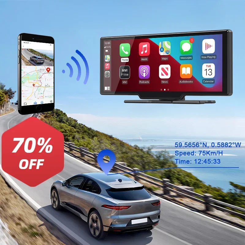 10.26" 4K Wireless Carplay & Android Auto Car Display Smart Portable