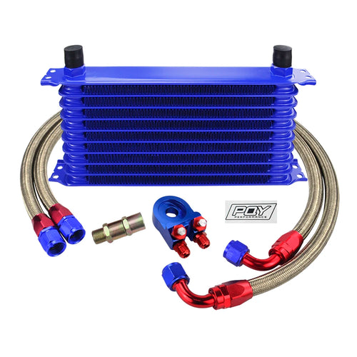 Universal 10 Rows Oil Cooler Kit + Oil Filter Sandwich Adapter +