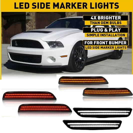 2Pcs Smoked LED Bumper Side Marker Light For Ford Mustang 2010 2011