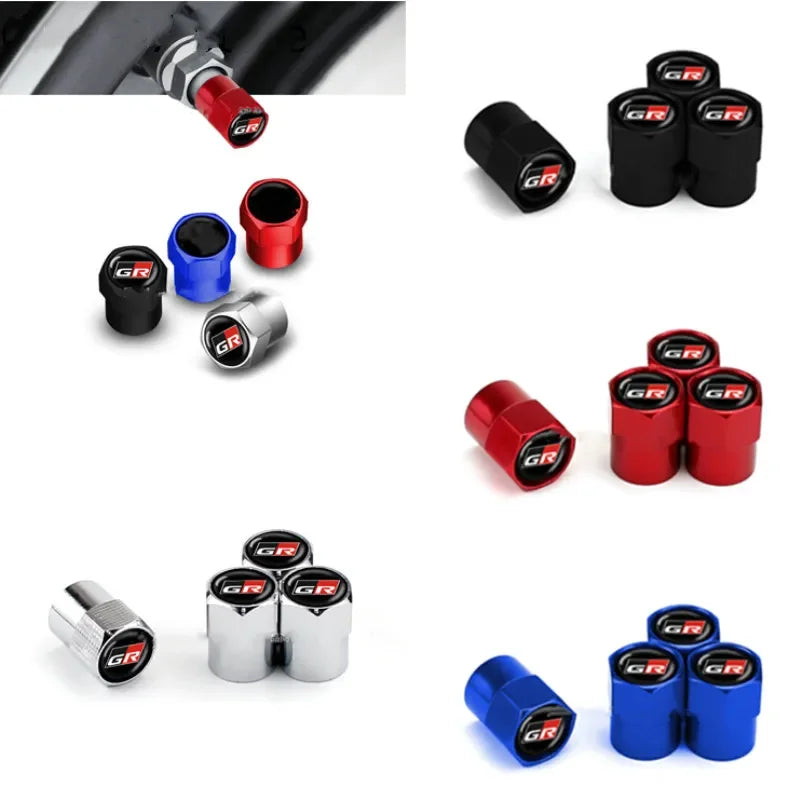 4Pcs Car Wheel Tire Valve Caps Air Stem For Toyota GR Sport Gazoo