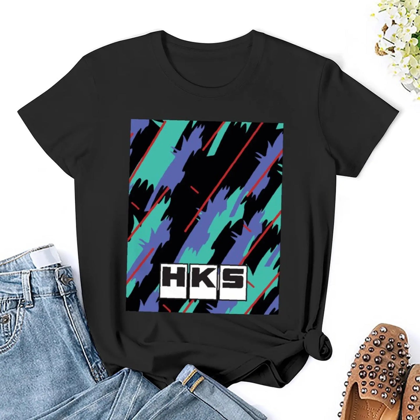 HKS Retro Pattern T-Shirt korean fashion graphics vintage clothes