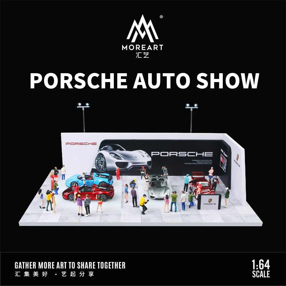 Timemicro+MoreArt 1:64 Porsche Motor Show Light Scene - In stock