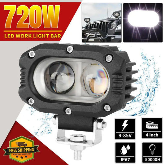 4 Inch Lens Car Led Work Light 2led Square Headlight Spotlight Driving