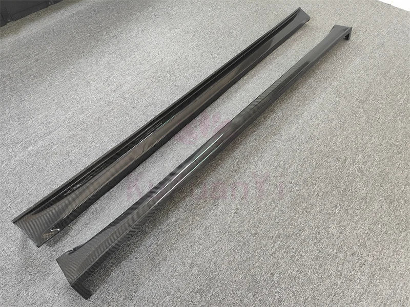 A pair of high-quality RZ style 3K carbon fiber side skirts for Tesla