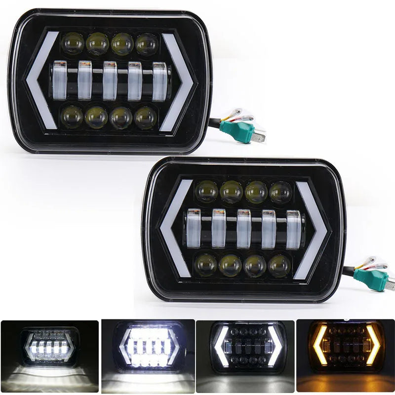 5X7 Inch Rectangular Sealed Beam LED Headlight With DRL for Jeep