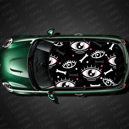 Scary Monster Eyes Car Roof Sticker Wrap Racing SUV Accessories