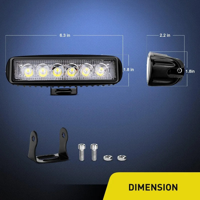 2 PCS Led Light Bar 2PCS 18w Spot Driving Fog Light Led Pods Off Road